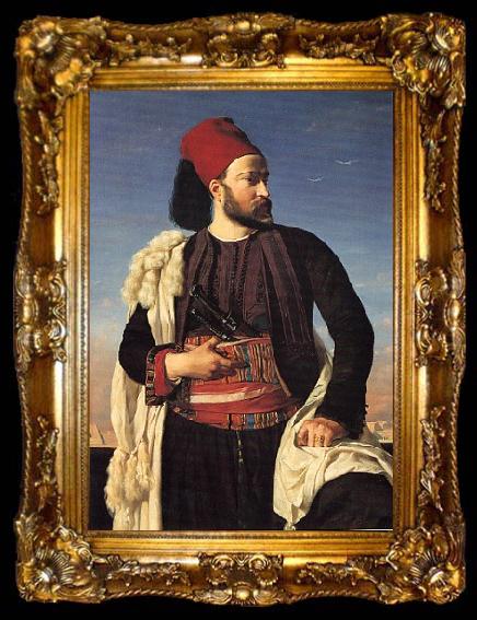 framed  Leon Benouville Portrait of Leconte de Floris in an Egyptian Army Uniform, ta009-2